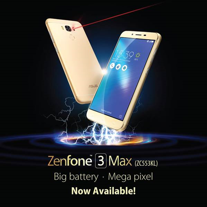 ASUS ZenFone 3 Max (ZC553KL) is now available in Malaysia for RM999 with massive 4100 mAh battery and reverse charging mode