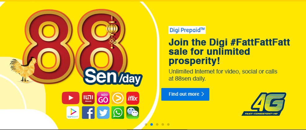 For only 88sen a day, get unlimited data, voice and SMS this CNY