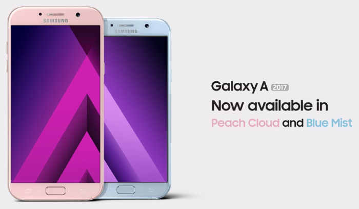 You can now get that Samsung Galaxy A 2017 phone in Peach Cloud and Blue Mist for Valentines day!
