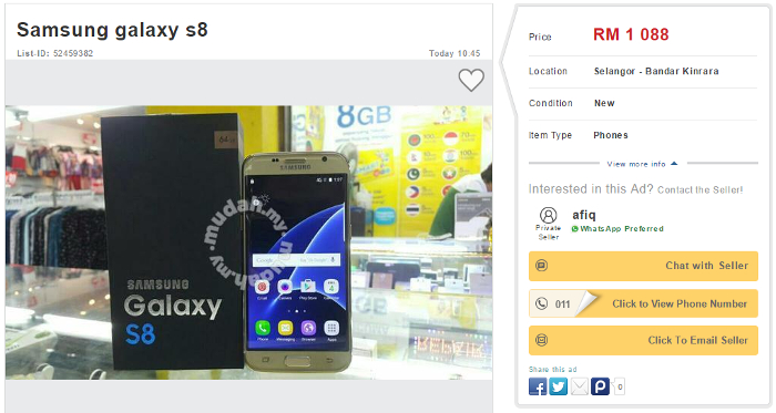 Somehow the Samsung Galaxy S8 is already being sold in Malaysia for RM1088, prank or not!?