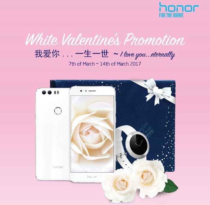 New Honor 8 Pearl White promotion bundle for upcoming White Valentine's Day