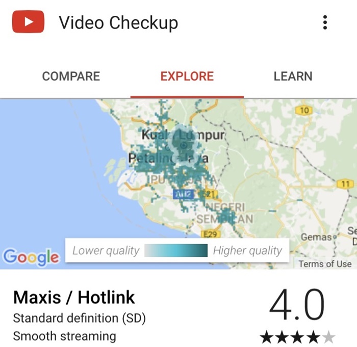 YouTube Video Checkup - Maxis 4G LTE also delivers good HD video experience across all 14 states