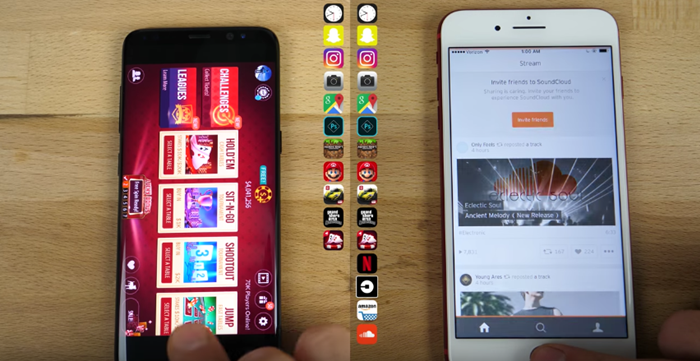 Speed test between Samsung Galaxy S8 and Apple iPhone 7 Plus