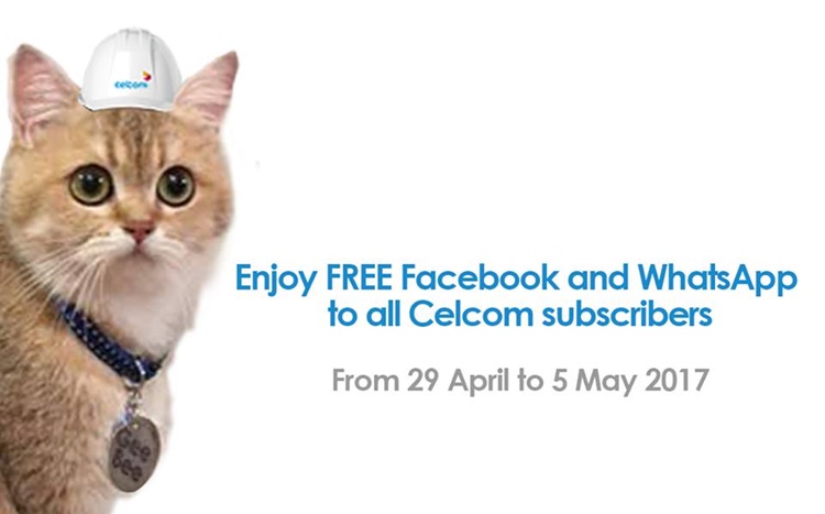 Free Facebook and Whatsapp data usage from Celcom