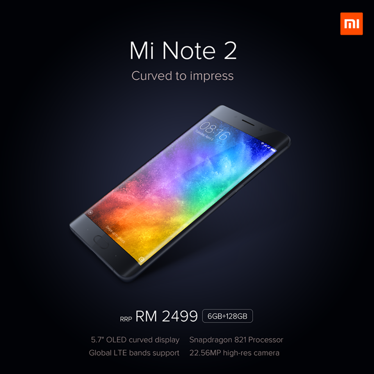 Xiaomi Mi Note 2 now available in Malaysia for RM2499