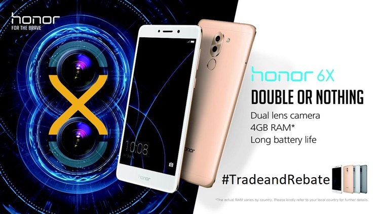 Trade and rebate RM250 for the honor 6x!
