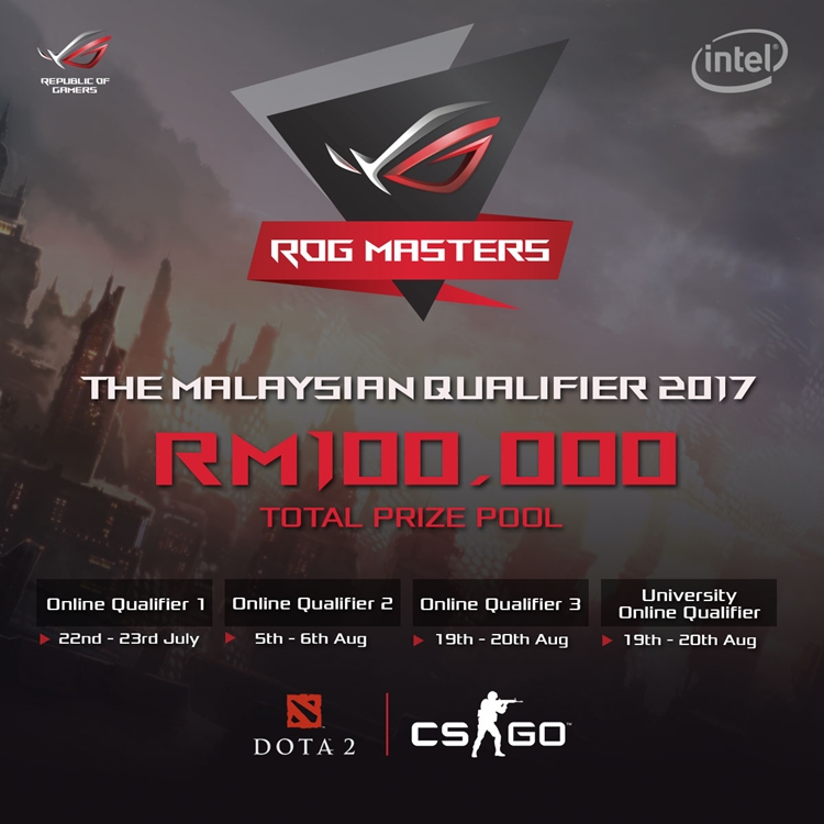 ASUS presents the ROG Masters 2017, registration for the Malaysian Qualifier starts now for Dota 2 and Counter-strike.