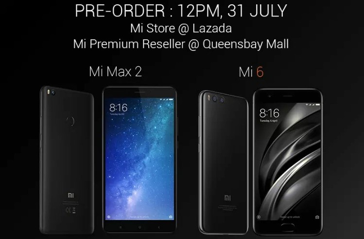 Mi Malaysia confirms Mi Max 2 and Mi 6 preorder on 12PM, 31 July 2017