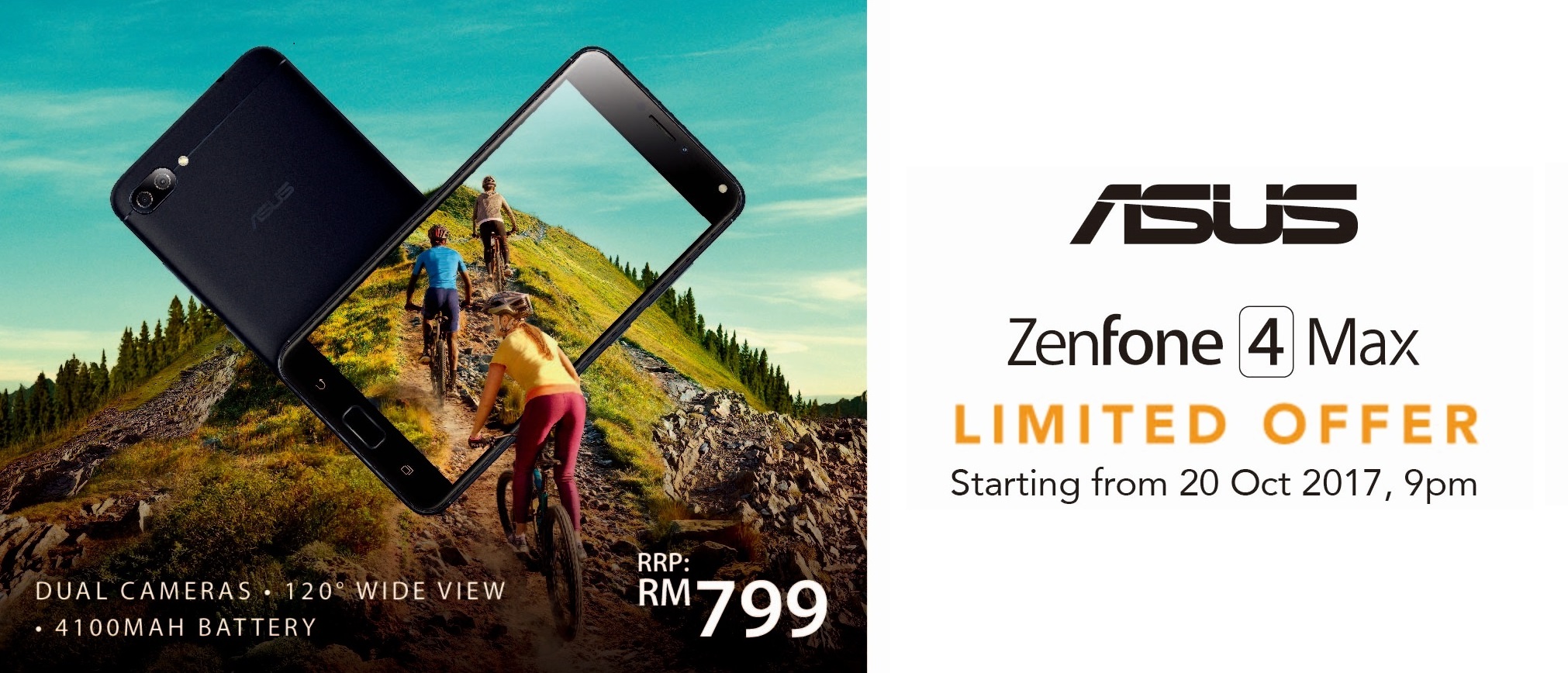 ASUS ZenFone 4 Max (ZC520KL) + exclusive bundle promo coming on 20 October 2017 for RM799