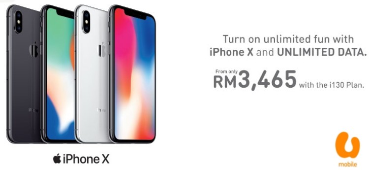 U Mobile announces that the Apple iPhone X is now available from RM3465 + RM200 Mac City voucher