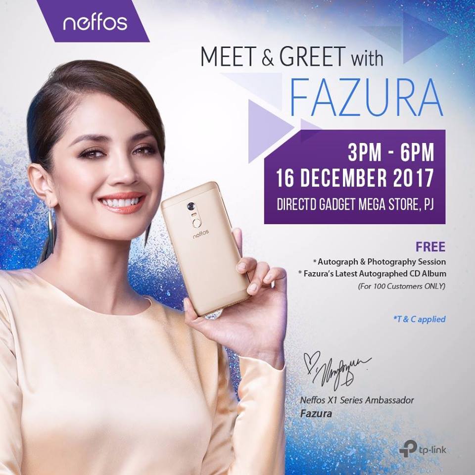 Neffos X1 Lite on promo sale for RM449 at special meet & greet with Fazura on 16 December 201