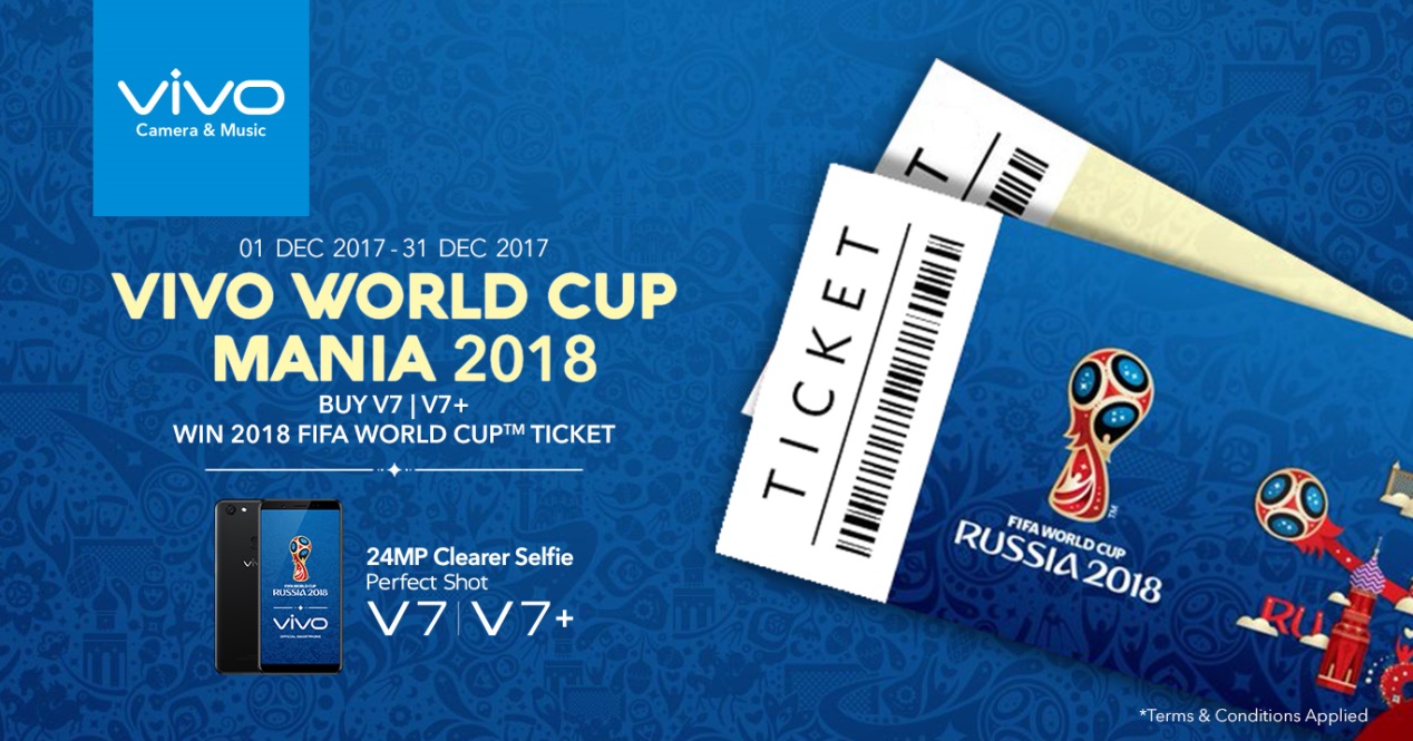 Stand a chance to win a FIFA World Cup ticket from buying a vivo V7 or V7+