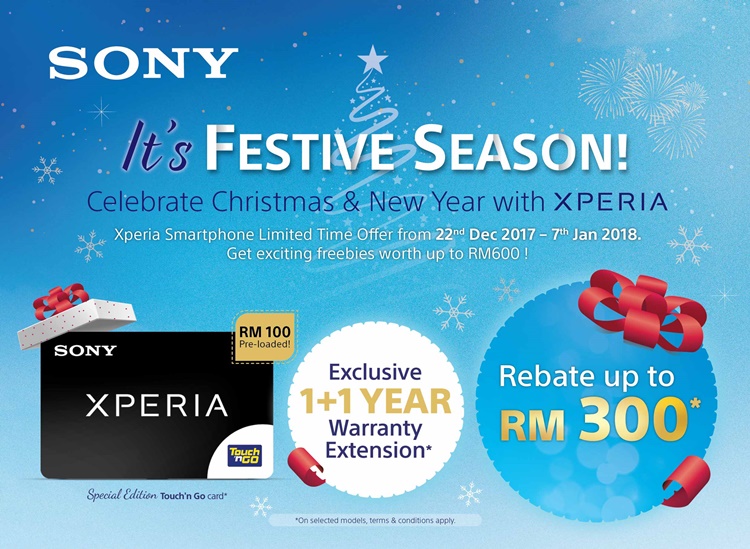 Sony Mobile giving away cash rebates up to RM300, RM100 Touch’n Go special Sony edition card and more in its year-end promotion