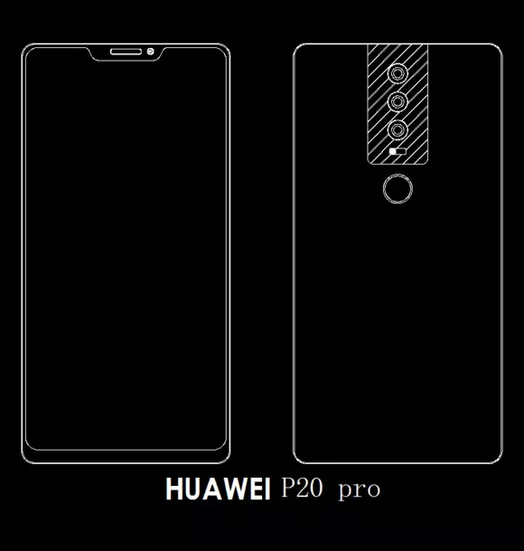 Huawei P20 series concept art showing triple-camera set