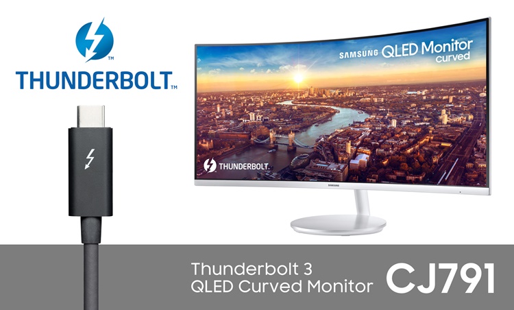 Samsung showcased a brand new Thunderbolt 3 QLED Curved Monitor at CES 2018