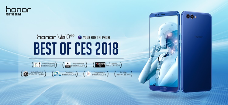 honor View10 received recognition awards from CES 2018