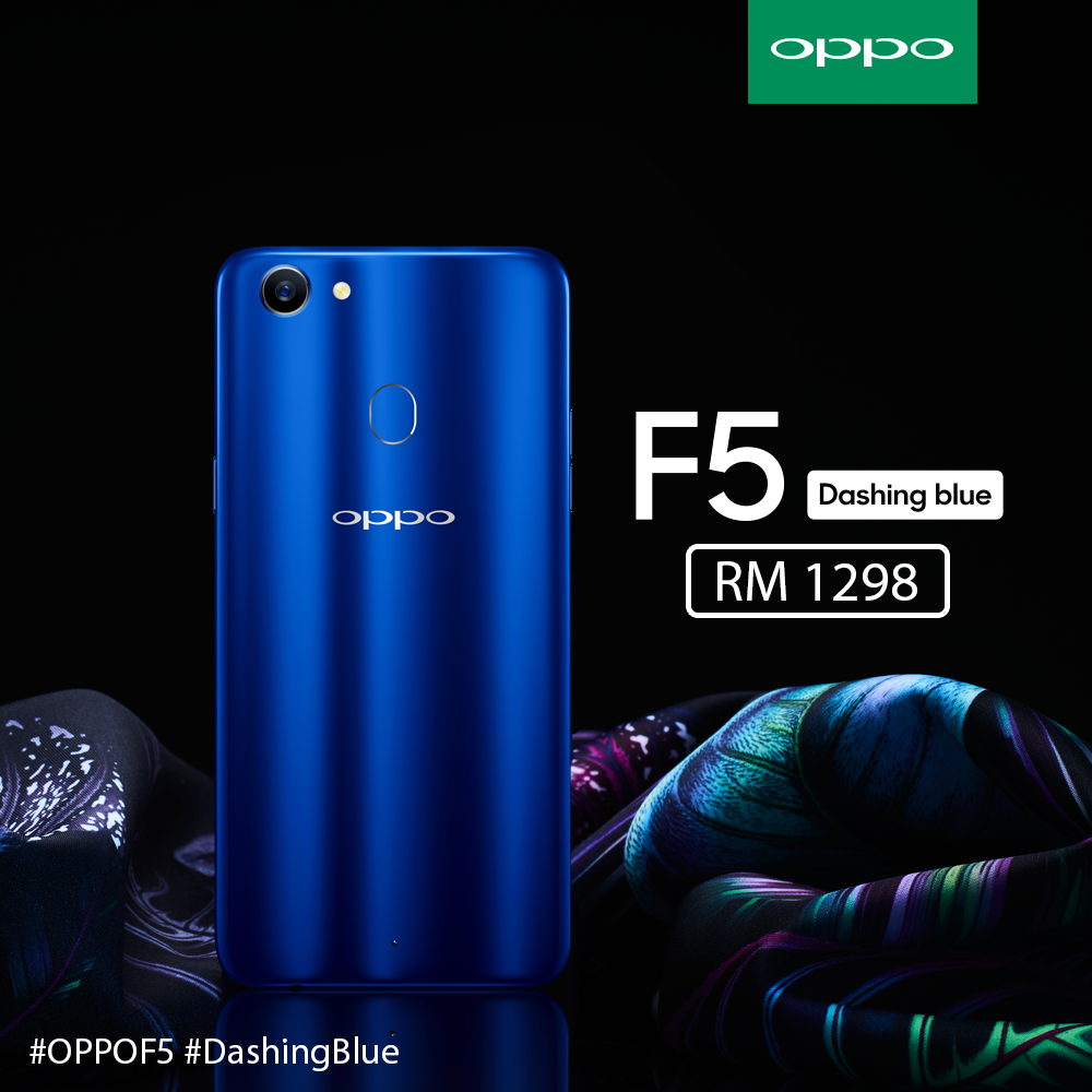 (Updated) OPPO F5 Dashing Blue edition pre-order available now for RM1298 with a Swarovski crystal clear phone case