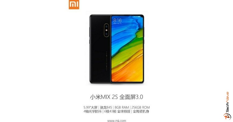 Xiaomi Mi Mix 2s leak shows a full screen with the front camera in the top right corner
