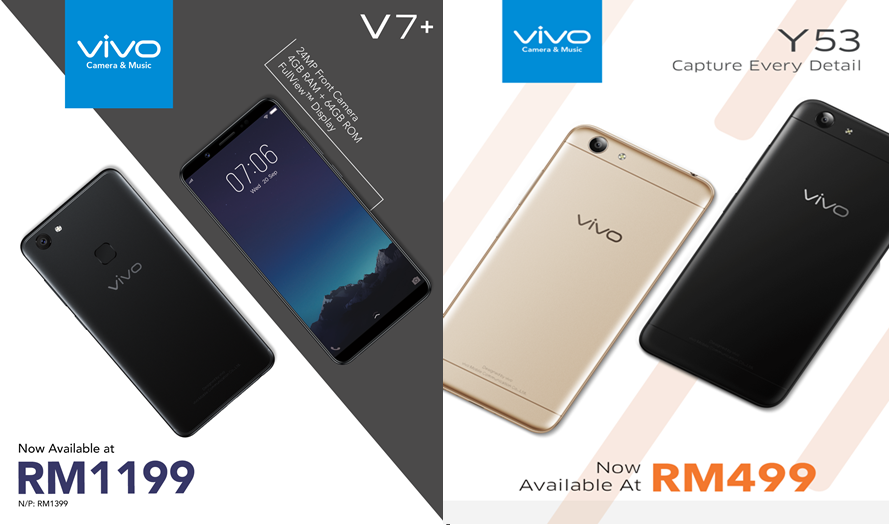 vivo V7+ and Y53 price slashed to RM1199 and RM499
