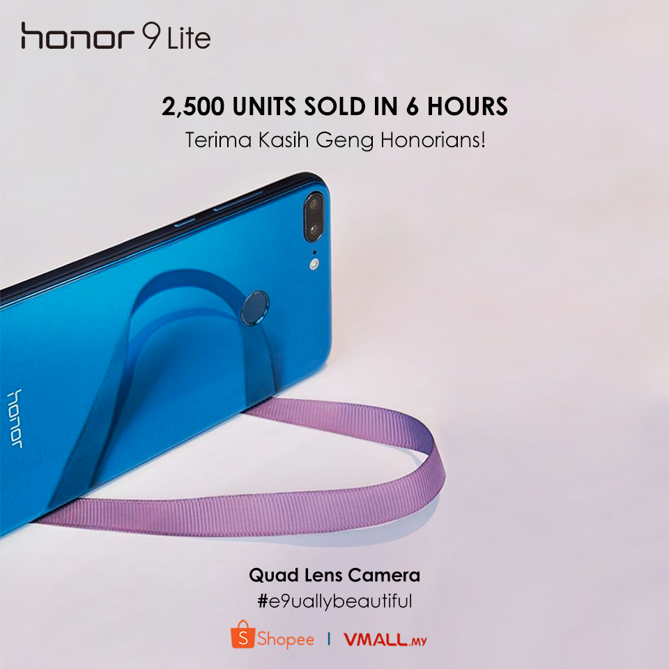 honor 9 Lite broke online sales record with over 2500 units sold in just 6 hours