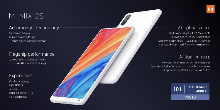 Mi Mix 2s officially announced with OIS + AI on both 12MP ...