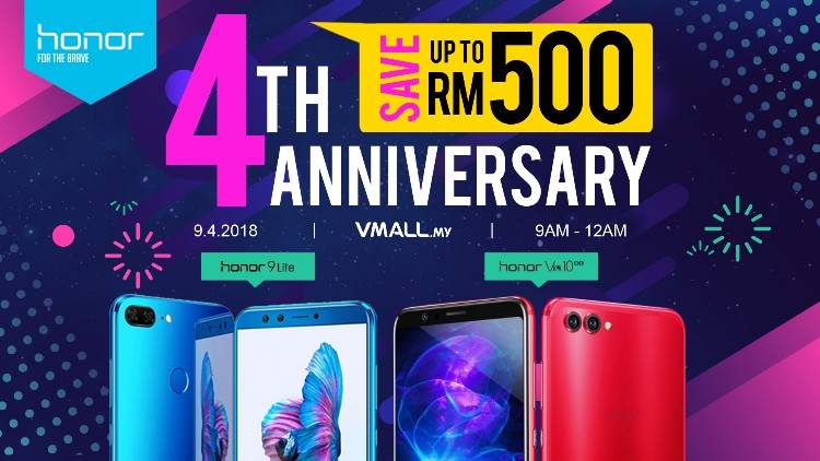Honor 4th Anniversary to offer up to RM500 in savings on 9 April 2018