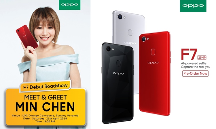OPPO F7 pre-order starts today, customers may stand a chance to meet and greet Min-Chen or win a free phone