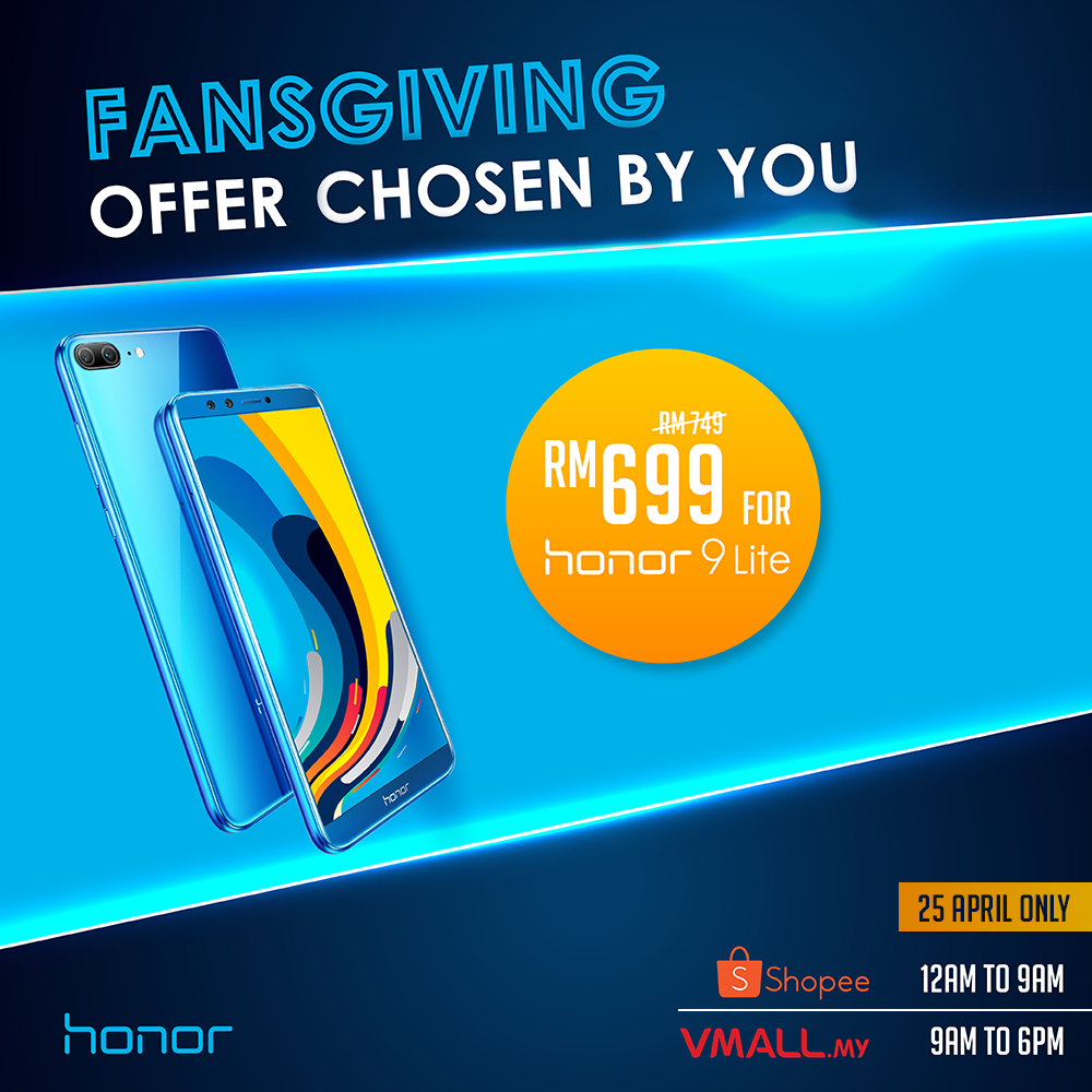 Another honor 9 Lite on discount sale again on 25 April 2018 for RM699