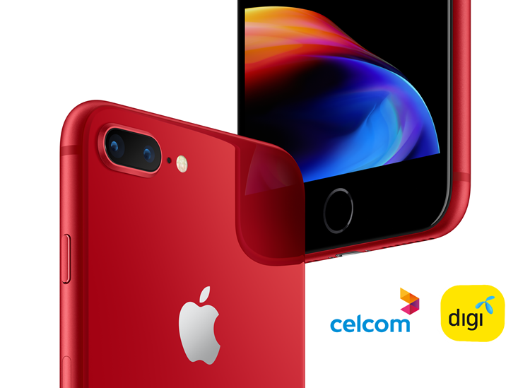 (Update) Celcom and Digi now offering Apple iPhone 8 (PRODUCT)RED Special Edition series