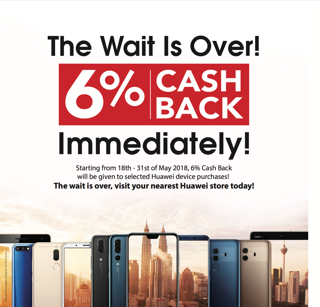 Official cash-back list of Huawei smartphones, up to RM396