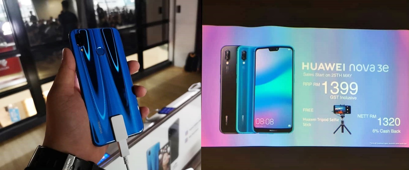 Huawei Nova 3e at RM1320 + cash-back and a special AppGallery that offers discounts for AirAsia and others