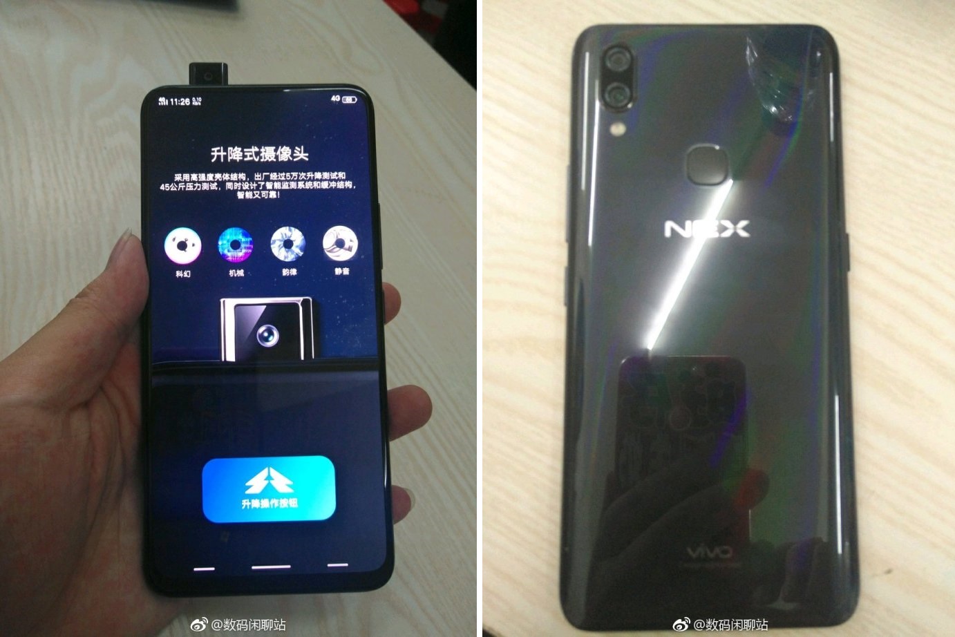 Leaked vivo NEX smartphone appears showing its 6.59-inch display with pop-up front camera