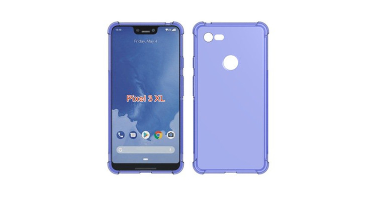 Google Pixel 3 XL case render leaked showcasing a single rear camera and a notch