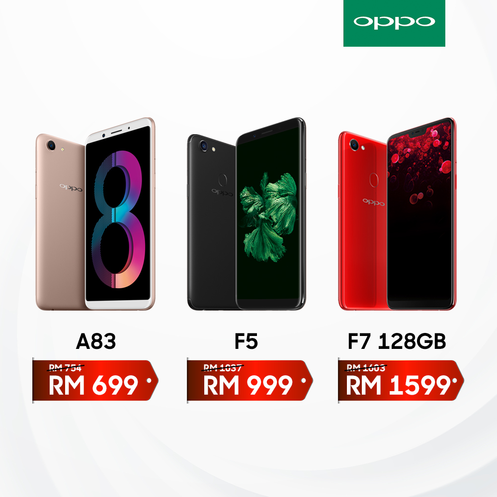 OPPO Malaysia makes new price adjustments on F7 128GB, F5 and A83, starting from RM699
