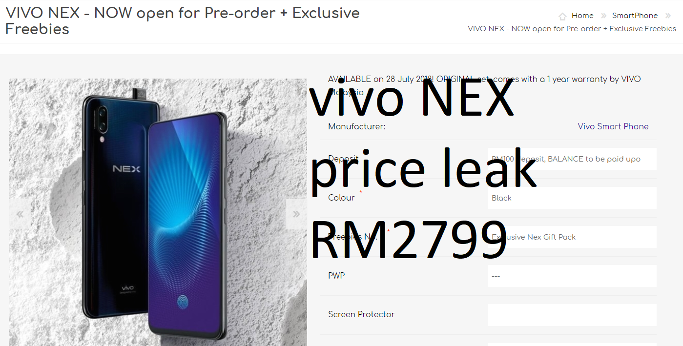 vivo NEX price leaked online at the starting price of RM2799
