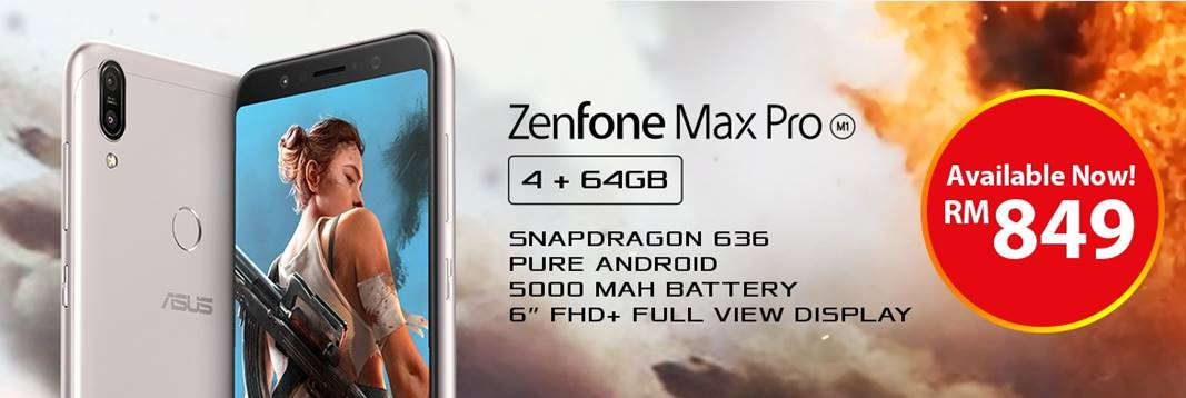 5000mAh ASUS ZenFone Max Pro M1 (4GB + 64GB) variant is now available in Malaysia for RM849