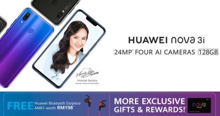 RM1249 Quad-AI Camera Huawei Nova 3i to offer up to RM1000 worth of freebies and co-branding offers