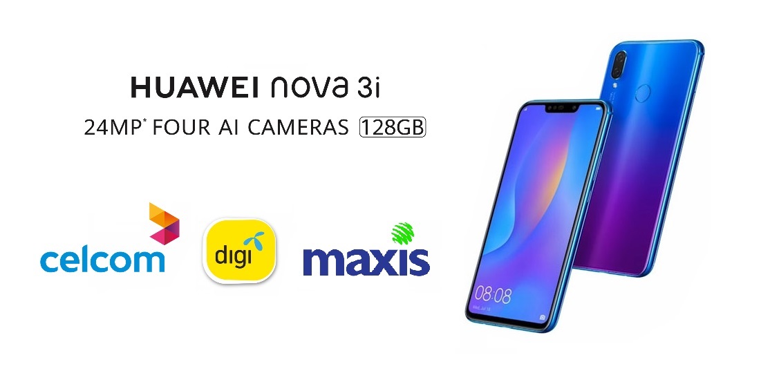 Huawei Nova 3i now available in Celcom, Digi and Maxis Postpaid plans from RM0