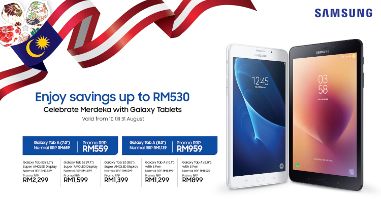 Samsung Malaysia is offering special deals for their Galaxy Tab series in conjunction with the upcoming 61st Merdeka Celebrations