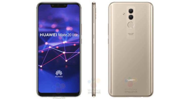 Huawei Mate 20 Lite press renders leaked showcasing a notch at the top of the display