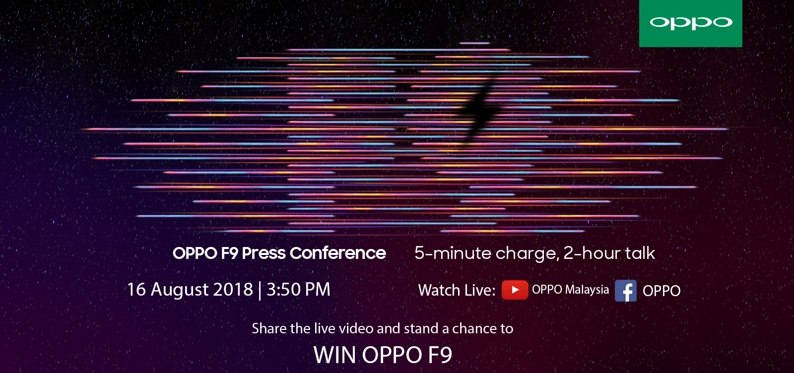 Watch the OPPO Press Conference live stream and stand a chance to bring home a brand new OPPO F9