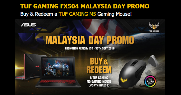 ASUS to offer a promotion on their TUF series laptop in conjunction with Malaysia Day until 30 September 2018