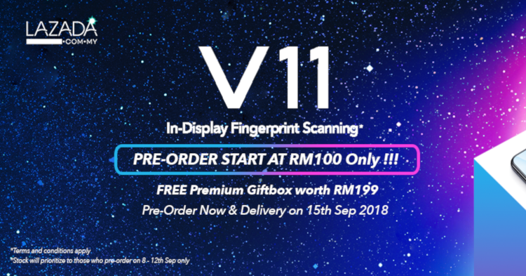 Pre-order for the Vivo V11 and the V11i starts today with price starting from RM1299 + Chance to win a Vivo V11