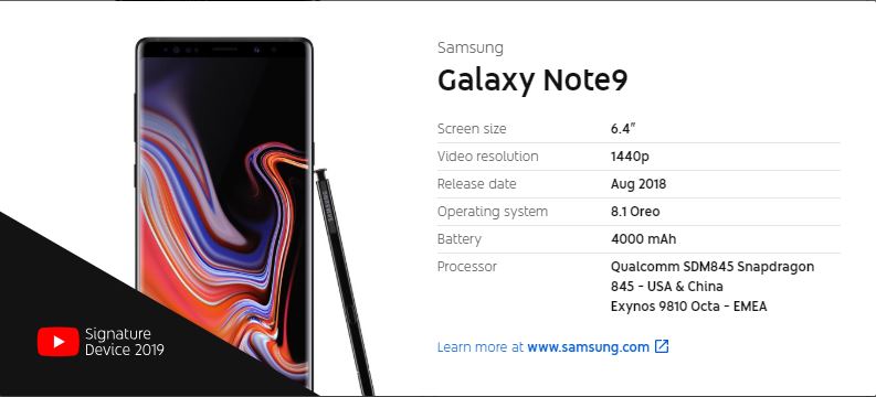 Samsung Galaxy Note9 specs - PhoneArena