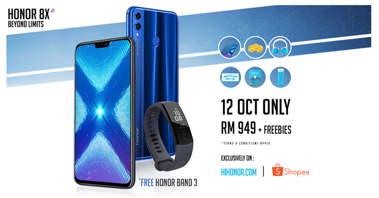Get a free honor band 3 and other freebies from the special honor 8X on 12, 13 and 14 October 2018