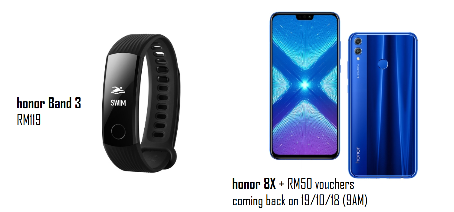 honor Band 3 now in Malaysia for RM119 + honor 8X restocking on 19 October 2018