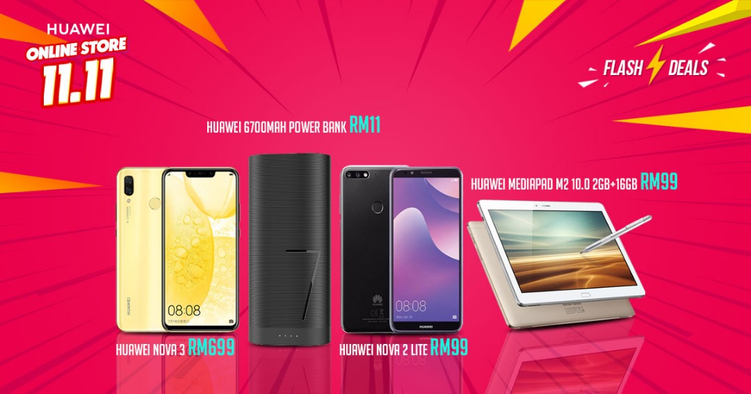 Get up to RM1000 off the Huawei Nova 3 as well as other Huawei devices with price starting from RM99 on Huawei Online Store 11.11