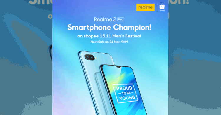Realme 2 Pro topped smartphone sales during Shopee's 15.11 Men Festival