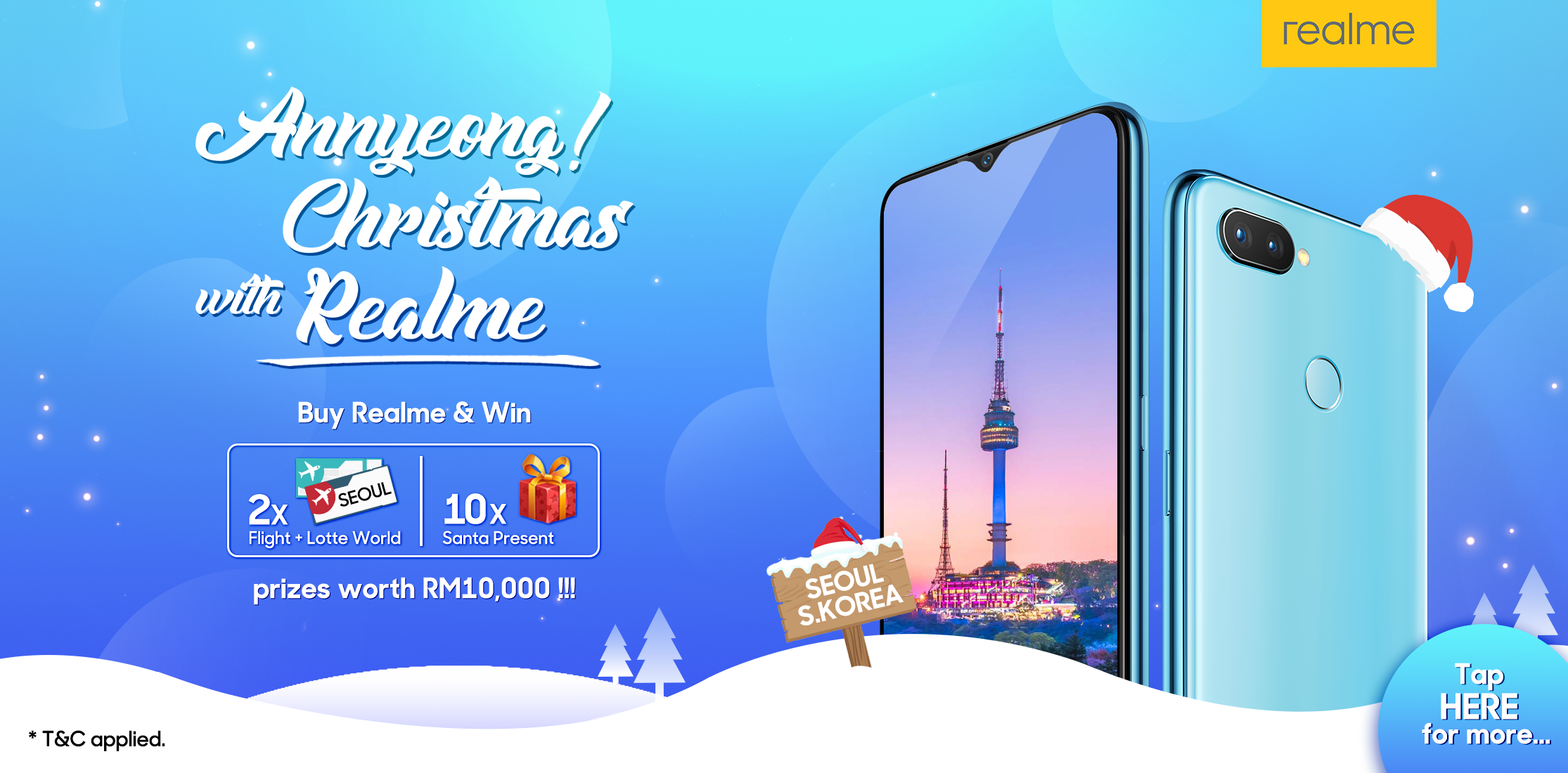 Stand a chance to win 2 flight tickets to Seoul when you purchase any Realme Smartphone