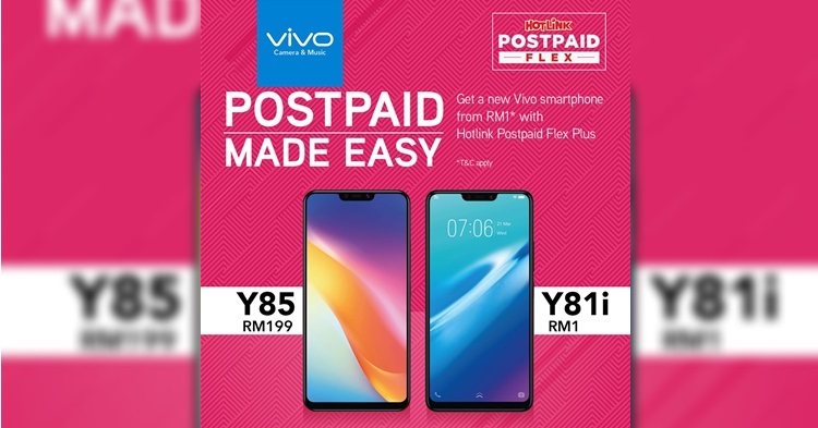 The vivo Y81i is as low as RM1 with Hotlink Postpaid Flex Plus